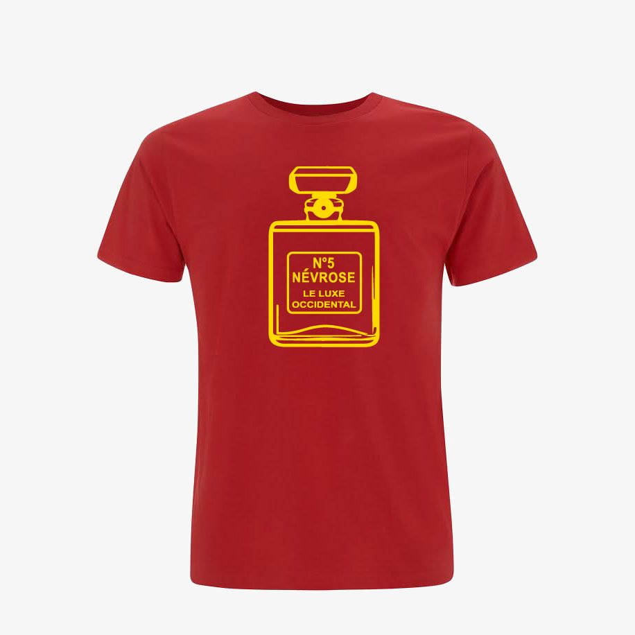 T-shirt homme « Névrose N°5 le luxe occidental », Tissu rouge