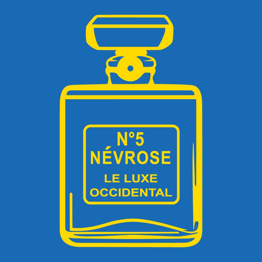 T-shirt homme « Névrose N°5 le luxe occidental », Tissu bleu