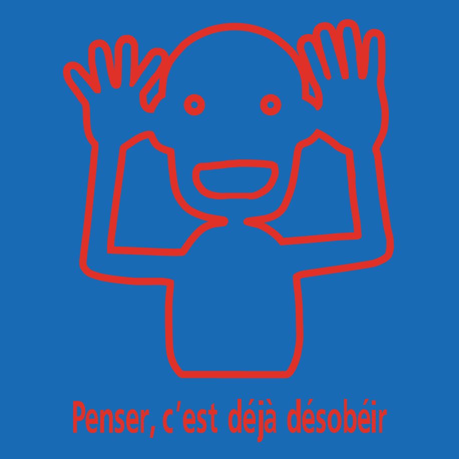 T-shirt homme « Penser, c'est déjà désobéir », Tissu bleu