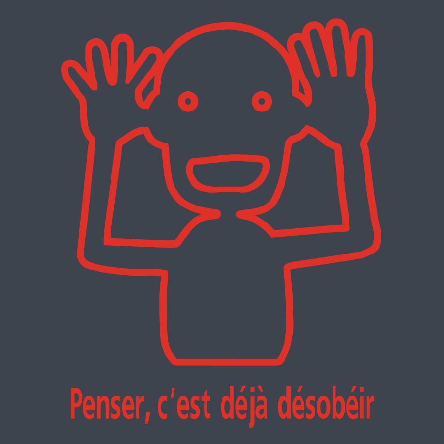 T-shirt homme « Penser, c'est déjà désobéir », Tissu gris